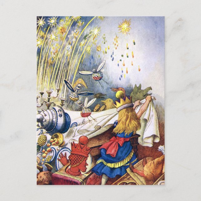 Queen Alice Experiences Fireworks in Wonderland Postcard (Front)