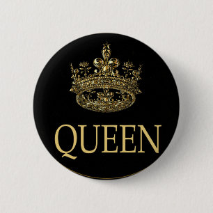 Queen and Crown Emblem 6 Cm Round Badge