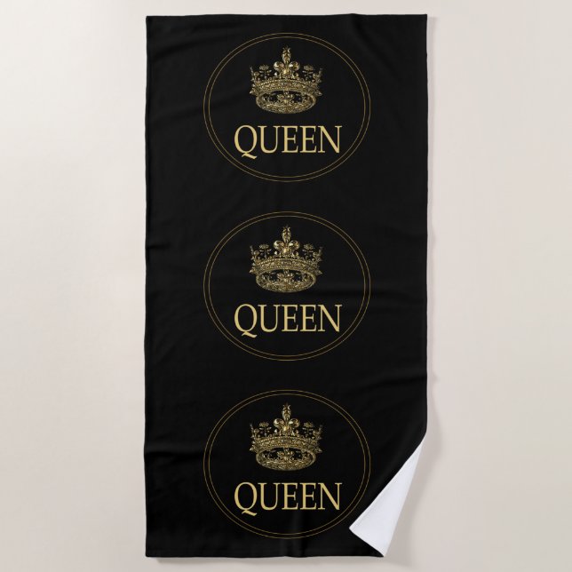 Queen and Crown Emblem Beach Towel (Front)