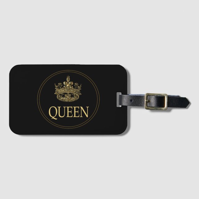 Queen and Crown Emblem Luggage Tag (Front Horizontal)