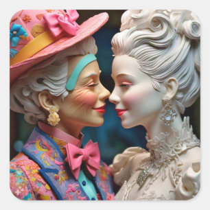 Queen and Princess Square Sticker