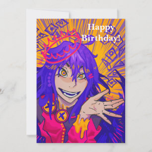 Queen anime happy birthday card