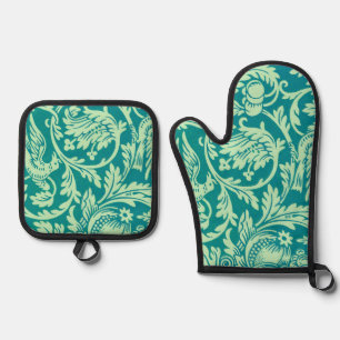 Queen Anne Pattern, William Morris Oven Mitt & Pot Holder Set
