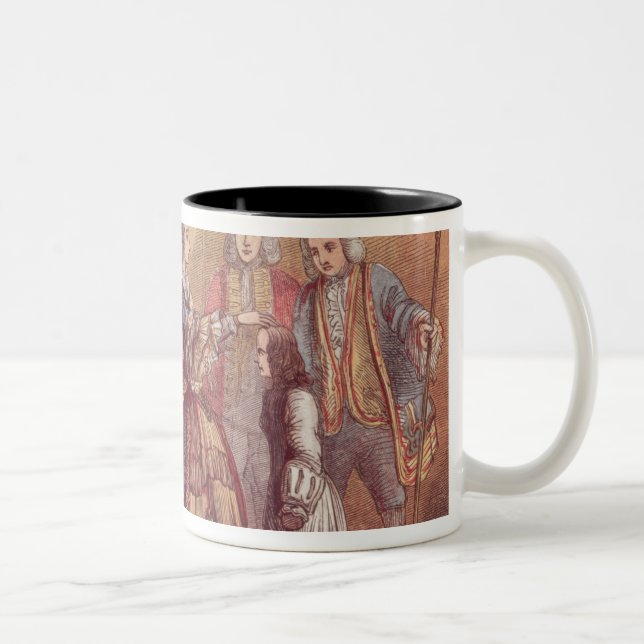 Queen Anne touching Dr. Johnson Two-Tone Coffee Mug (Right)