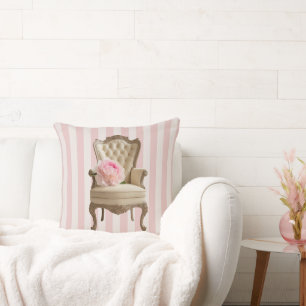 Queen Anne wing chair Pink Peony Cushion