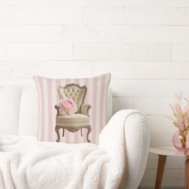 Queen Anne wing chair Pink Peony  Cushion (Couch)