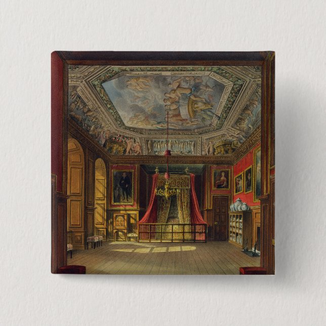 Queen Anne's Bed, Windsor Castle, from 'Royal Resi 15 Cm Square Badge (Front)