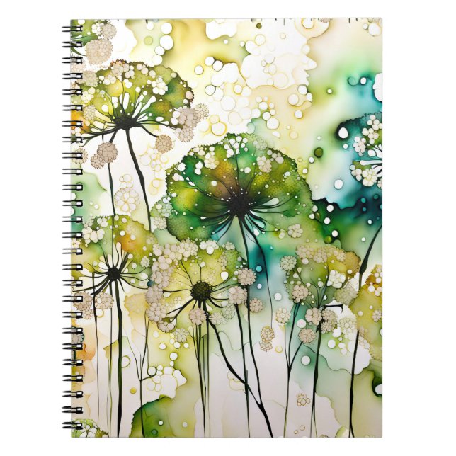 Queen Anne's Lace and Bubbles Abstract Notebook (Front)