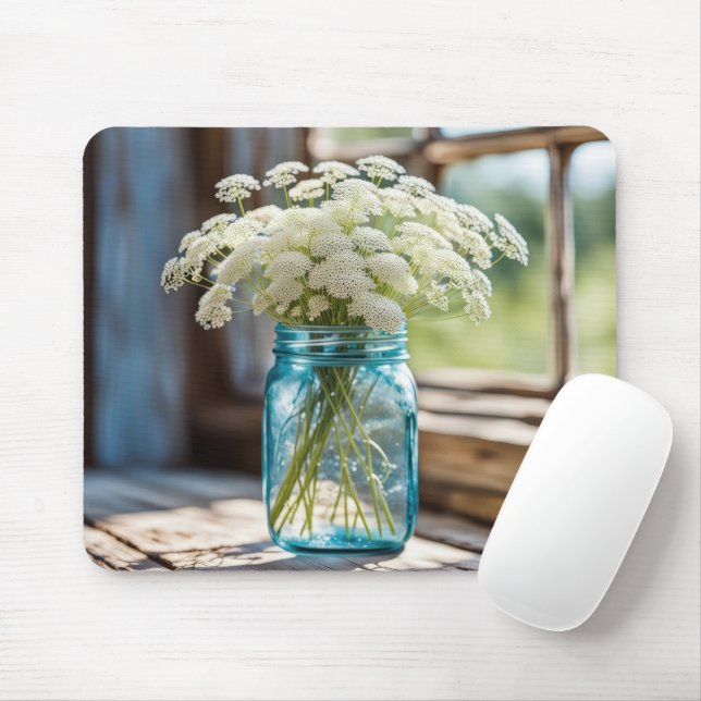 Queen Anne's Lace Bouquet Mouse Mat (With Mouse)