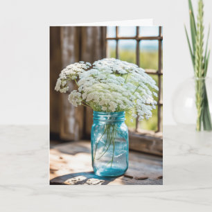 Queen Anne's Lace Bouquet Thinking Of You Card