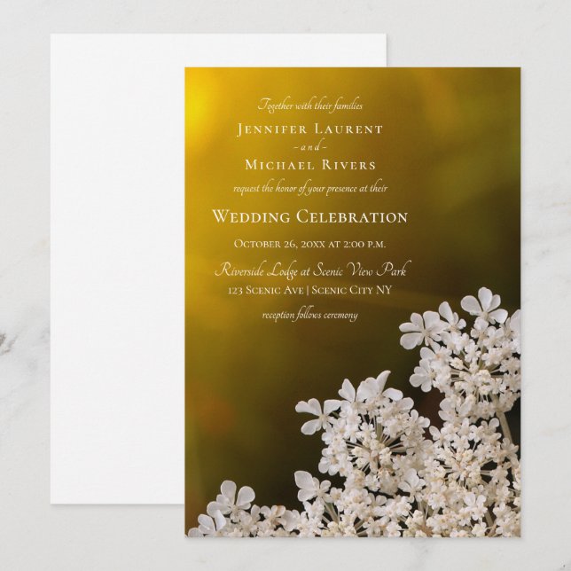 Queen Anne's lace distant sunlight wedding Invitation (Front/Back)