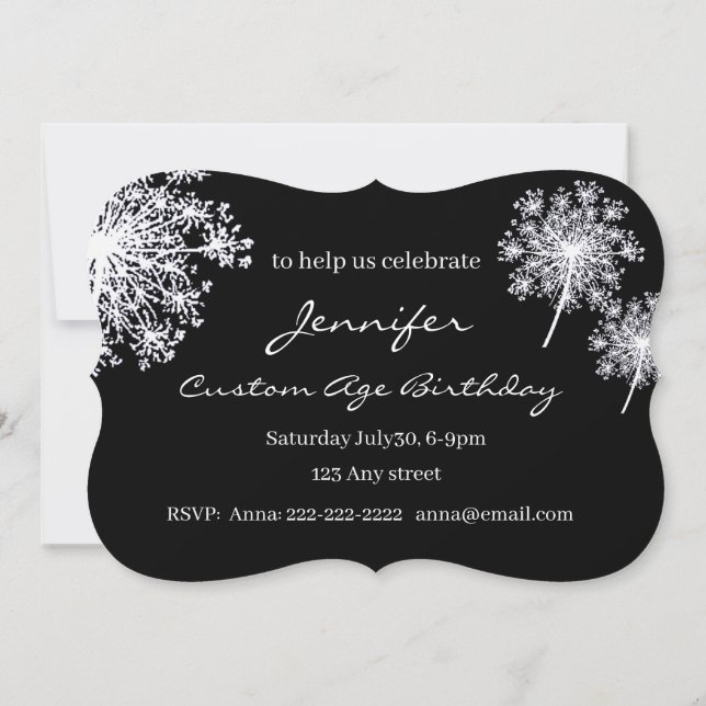 Queen Anne's Lace Garden Flower Birthday Party Invitation (Back)