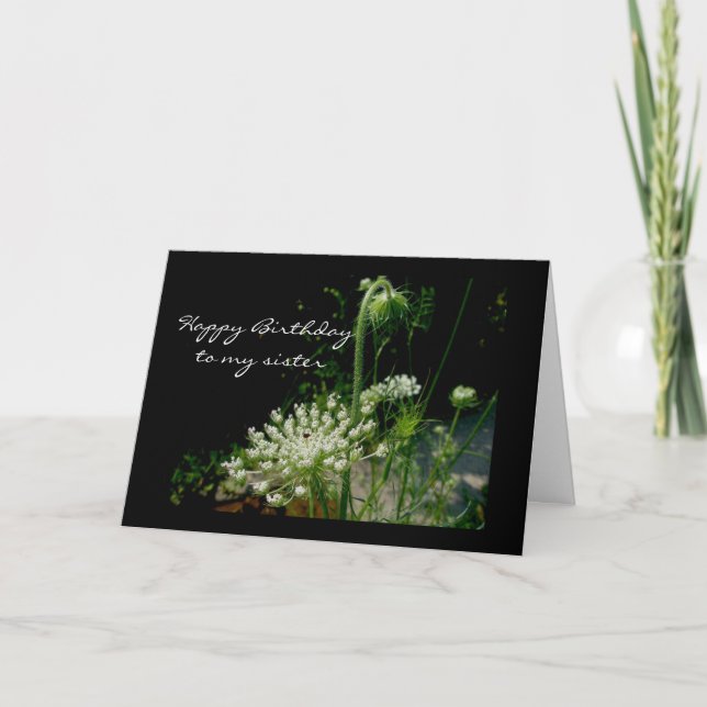 Queen Anne's Lace Happy Birthday Sister Card (Front)