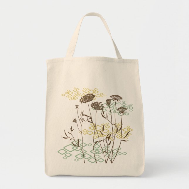Queen Anne's Lace In White Breeze Grocery Tote (Front)