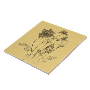 Queen Anne's Lace on a Ceramic Tile (Yellow A)