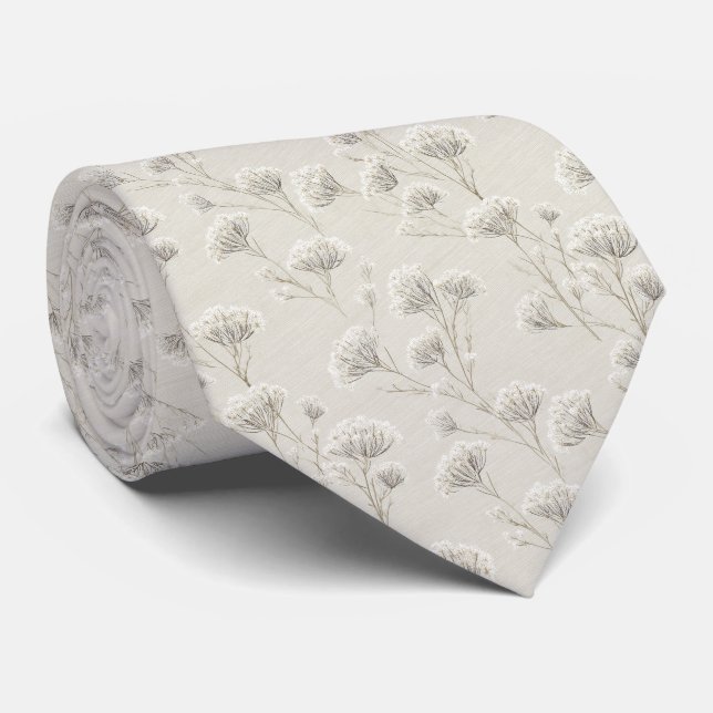 Queen Anne's Lace Personalised Wedding Tie (Rolled)