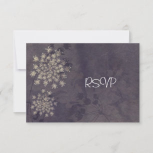Queen Anne's Lace Purple Wedding Reception RSVP Invitation
