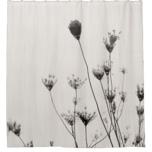 Queen Anne's Lace Silhouette Minimalist Off White Shower Curtain