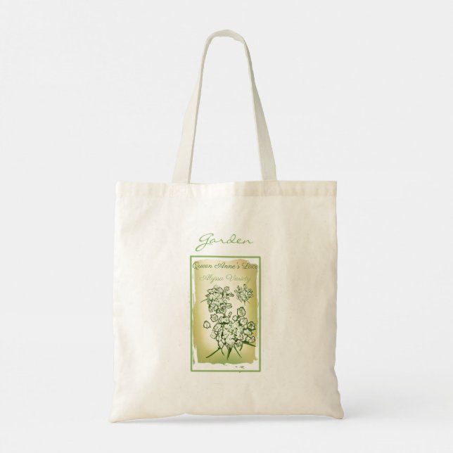 Queen Anne's Lace Watercolor Seed Packet Tote Bag (Back)