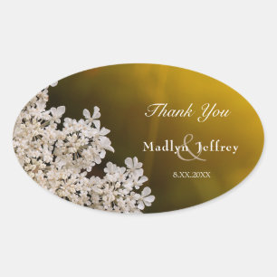 Queen Anne's lace wedding thank you Oval Sticker