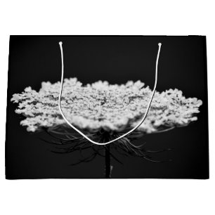 Queen Anne's Lace Wildflowers Flower B&W Large Gift Bag