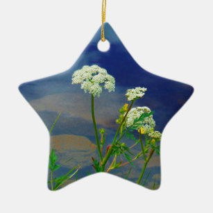 Queen Ann's lace blue lake Ceramic Tree Decoration