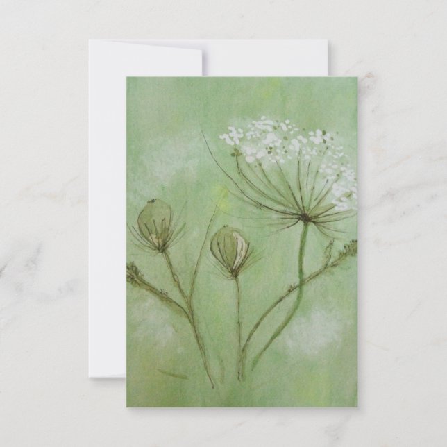 Queen Ann's Lace Watercolor Thank You Card (Front)