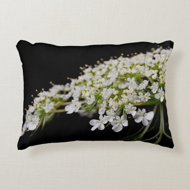 Queen Ann's Lace with green back Decorative Cushion (Front)