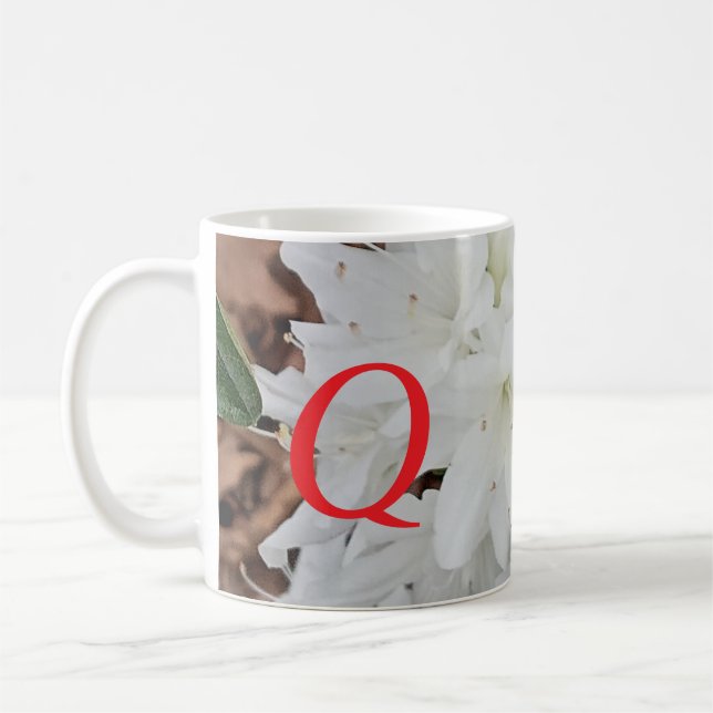 Queen ArborCrosse Initial Mug, "Q" Coffee Mug (Left)