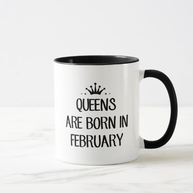 Queen Are Born In February T Shirt Mug (Right)