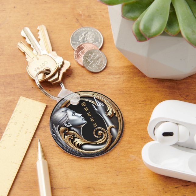 Queen Art's Metal Circle Keychain – Elegant, Light (Desk)