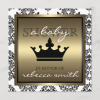 Queen Baby Shower Invitation - Black and Gold