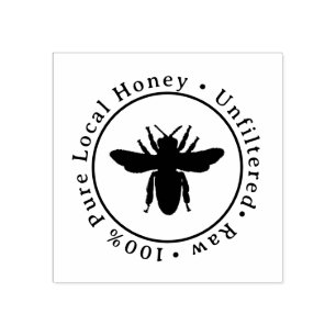 Queen Bee 100% Pure Local Unfiltered Raw Honey Rubber Stamp