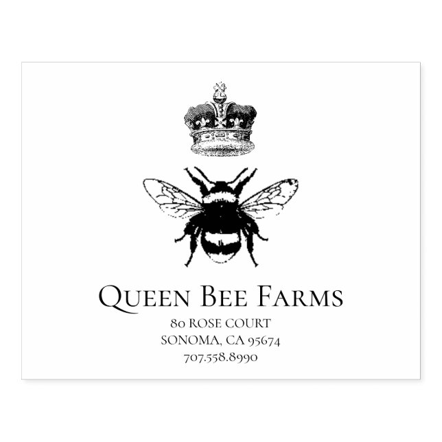 Queen Bee And Crown Apiary Farm Or Candlemaker Rubber Stamp (Imprint)