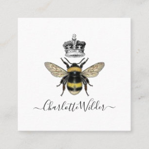 Queen Bee And Crown Handwritten Signature On White Calling Card