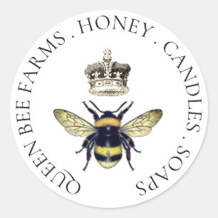 Queen Bee And Regal Crown Apiary Classic Round Sticker
