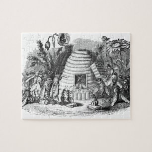Queen Bee And Worker Bees At The Hive Jigsaw Puzzle