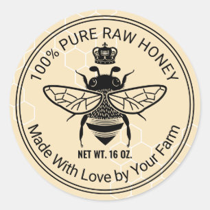 Queen Bee Apiary Beekeeper Beehive Honey Jar  Classic Round Sticker