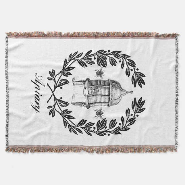 Queen Bee Apiary Theme Throw Blanket (Front)