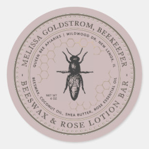 Queen Bee Beeswax & Rose Lotion Bar Pink Label