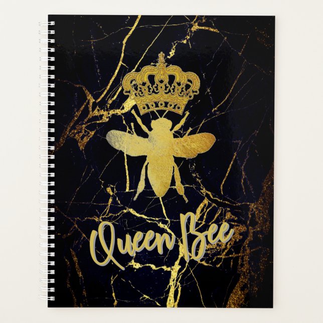 QUEEN BEE Black Marble Planner Calendar (Front)