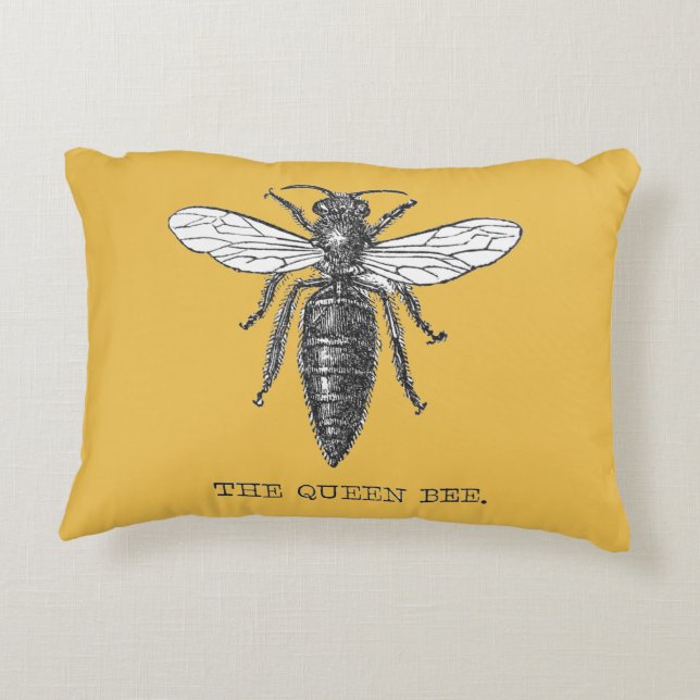 Queen Bee Bug Insect Antique Illustration Decorative Cushion (Back)