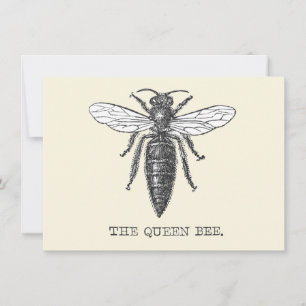 Queen Bee Bug Insect Antique Illustration Invitation