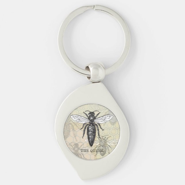 Queen Bee Bug Insect Antique Illustration Key Ring (Front)