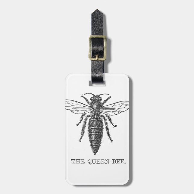 Queen Bee Bug Insect Antique Illustration Luggage Tag (Front Vertical)