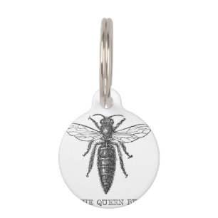 Queen Bee Bug Insect Antique Illustration Pet Tag