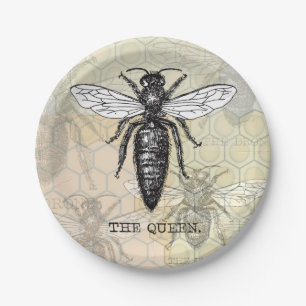 Queen Bee Bug Insect Bees Illustration Paper Plate