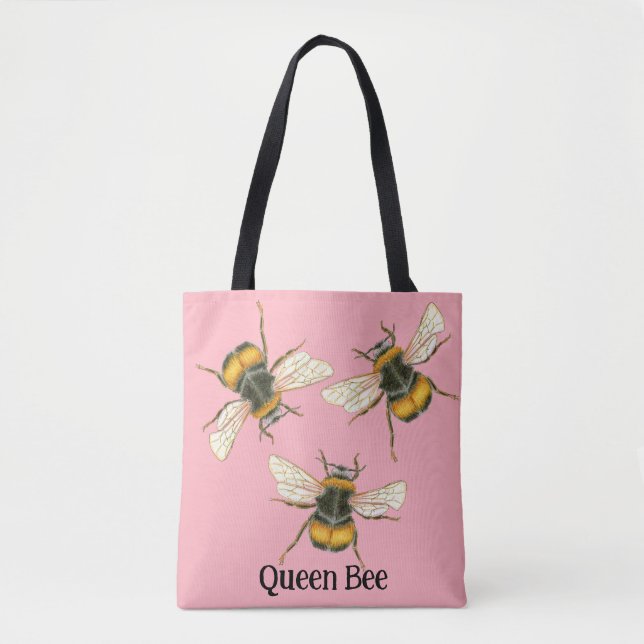 Queen Bee Bumblee Bee Customisable Illustration Tote Bag (Front)