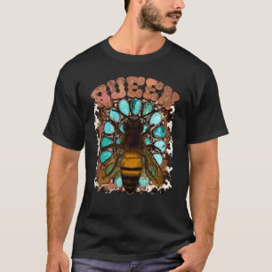 Queen Bee Cowhide Gemstone Turquoise Western Count T-Shirt