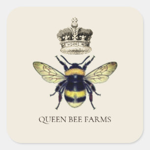 Queen Bee Crown Apiary Beekeeper Farm Honey  Squar Square Sticker